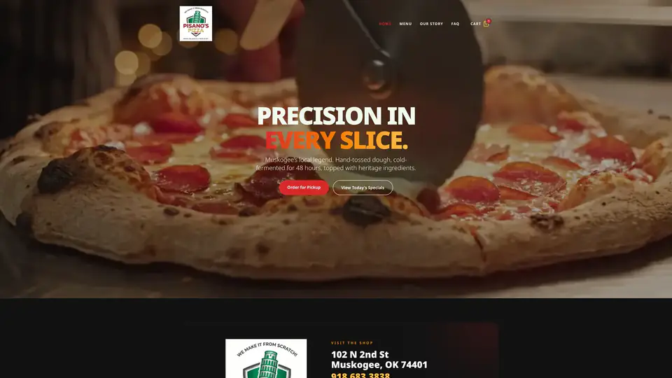 Pisano's Pizza Muskogee website homepage